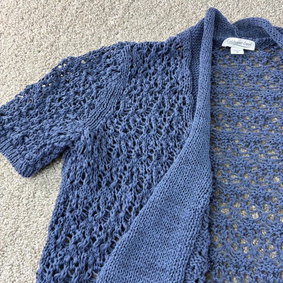 Coldwater Creek Womens Open Knit Cardigan Sweater Blue‎ Short Sleeve Size M - Picture 8 of 10